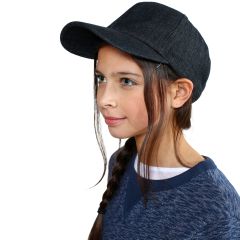 Girl wearing the Denim Weighted Baseball Cap